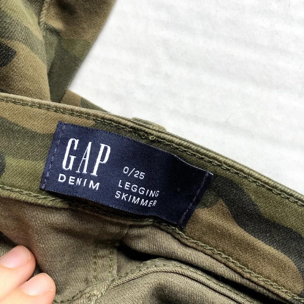 Gap Legging Skimmer Green Camo Army Print Skinny Jeans Sz 0 A924